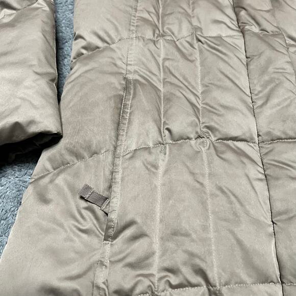 Eddie Bauer Coat Womens Medium Tall Long Down Puffer Jacket Hooded Tan Winter ** - Picture 2 of 11